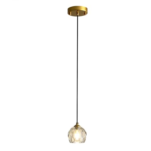 Jadssox Lámpara Colgante de Cristal para Comedor, lámpara Colgante pequeña para mesita de Noche de Dormitorio, Mini lámpara Colgante Moderna, iluminación Colgante de Cocina sobre Isla, Dorada