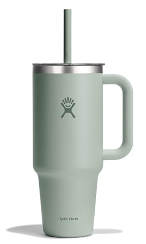 Hydro Flask 40 Oz Clear Lid Travel Tumbler with Straw and Handle - Insulated Stainless Steel in 40 Oz Agave