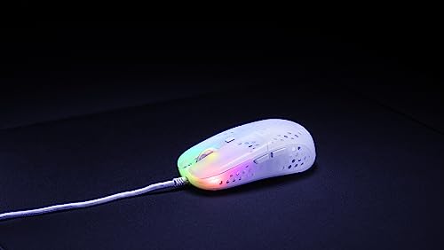 Image of Xtrfy MZ1, Ultra-Light Wired Gaming Mouse, Cutting-Edge Pixart 3389 Sensor, Unique Shape for Optimum Aim, Adjustable RGB Lighting, White Rail Edition