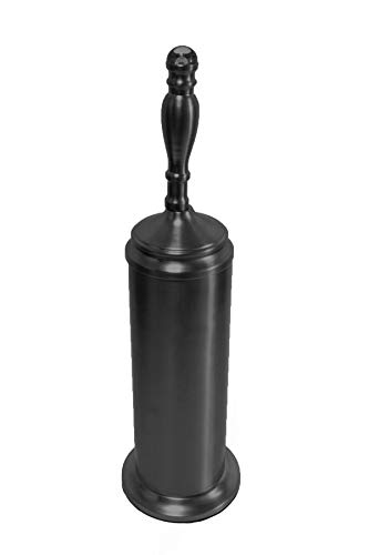 Image of Splash Home Buena Stainless Steel Toilet Brush with Holder, Bowl Scrubber with Durable Cleaning Bristles, Hidden Brush with Splash Protective Disc Design - Black Nickel
