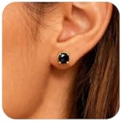 ALEXCRAFT Small Gold Stud Earrings - 6 Pairs Cute Heart Studs for Women - Cubic Zirconia - Hypoallergenic - Pack
