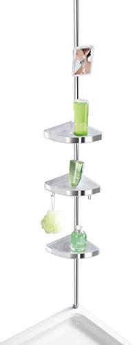 WENKO Étagère d'angle de Douche télescopique Premium | 3 Paniers de Douche Fixation sans perçage | Fixation par Torsion et réglable en Hauteur | Aluminium -...