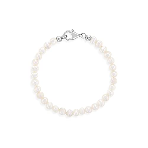 925 Sterling Silver Thin Freshwater Cultured Pearl Bracelet For Babies & Little Girls - Classic and Elegant Bracelets For Young Girls' Formal Events - Simple Bracelets For Special Occasions