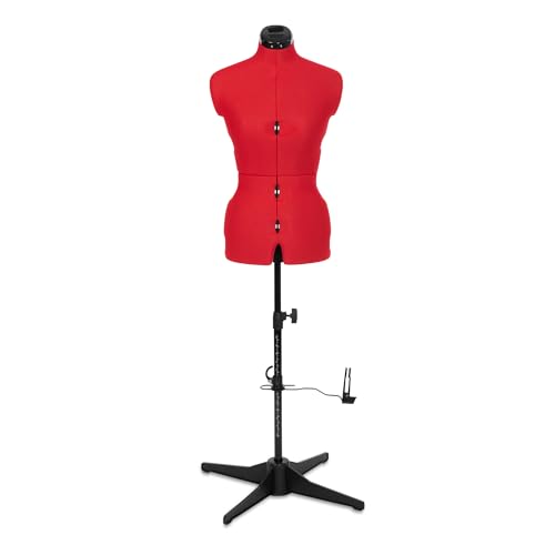Adjustoform Coser Sew Simple 8 Partes Forma de Vestido Ajustable, Tela de nailon rojo amapola, S