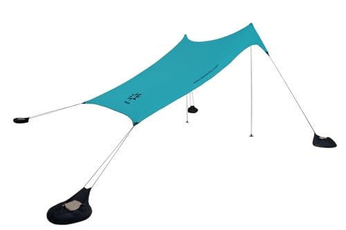 Image of Neso Grande Portable Beach Tent Sun Shelter - Lightweight Beach Shade Canopy - Easy Setup for Family Outings - Patented Reinforced Corners - UPF 50+ Sun Protection - 7ft Tall, 9 x 9ft