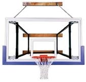 First Team FoldaMount82 Triumph Steel-Glass Side Folding Wall Mounted Basketball System44; Navy Blue