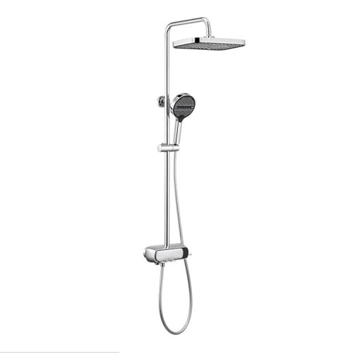 Sistema de Ducha de baño con Efecto Lluvia Ornaments con caño de bañera, Cabezal de Ducha de Lluvia con combinación de Mano, Juego de Grifo de Ducha con Teclas de Piano, W