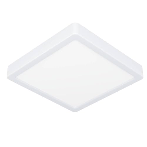 Eglo LED Ceiling Light Fitting Fueva 6, Square Ceiling lamp, Flush Light Fixture, White Plastic
