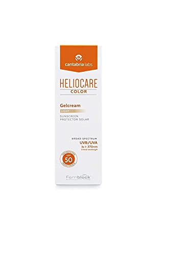 Heliocare Gelcream Colour Light SPF 50 50ml / Sun Cream For Face / Daily UVA UVB Anti-Ageing Sunscreen Protection / Suits All Skin Types / Natural-looking Foundation Coverage