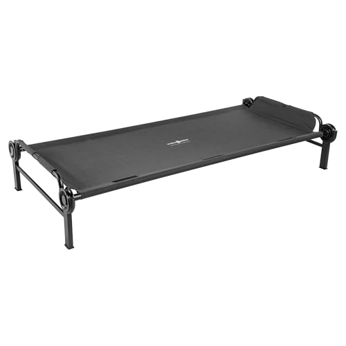 Disc-O-Bed XL Outdoor Modular 1 Person Single Camping Cot Portable Bed with 2 Height Options for Adults, Sleep Solution for Tents, Black