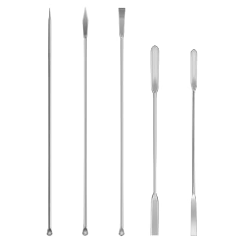 Pack of 5 Capsule Filling Kit for Empty Pill Capsules Filler, Opret Lab Spatula Micro Medicine Spoon, Tiny Spoons Scoop for Powder, Stainless Steel Gel Cap Filler Size #000 00 0 1 Cover