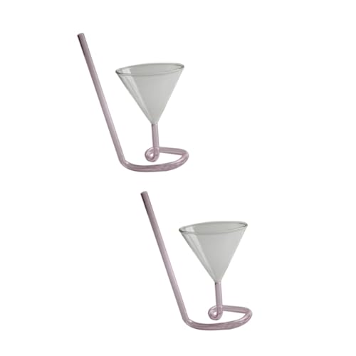 Amosfun 2 Pièces verre à cocktail avec paille coupe de vin de vampire verres à porto et sherry entonnoirs verre à cocktail originaux Verre à cocktail original coupe à vin en spirale rose