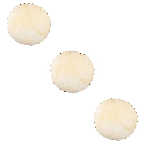VICASKY 3pcs African Drum Accessories Genuine Leather Drum Skin Cover Head Replacement