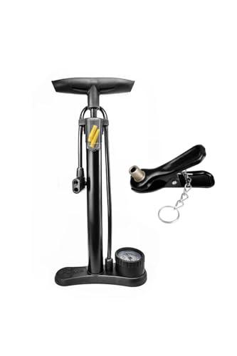 ? YFFSFDC 自転車 空気入れ フロアポンプ 仏式 米式 英式バルブ対応 小型軽量コンパクト 針付き 圧力計付き ロードバイク/ボール/風船/浮き輪用 (ブラック B)
