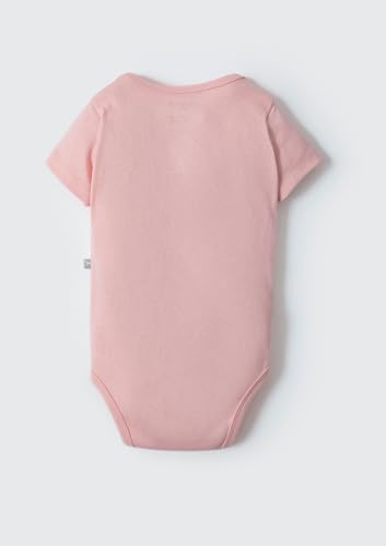 Body Bebê Unissex Manga Curta Em Ribana - Rosa 01-03M