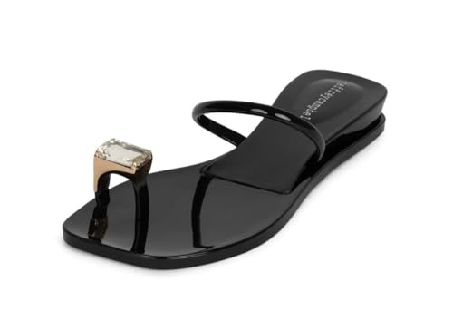 Jeffrey Campbell Black Shiny Clear Flat Sandal
