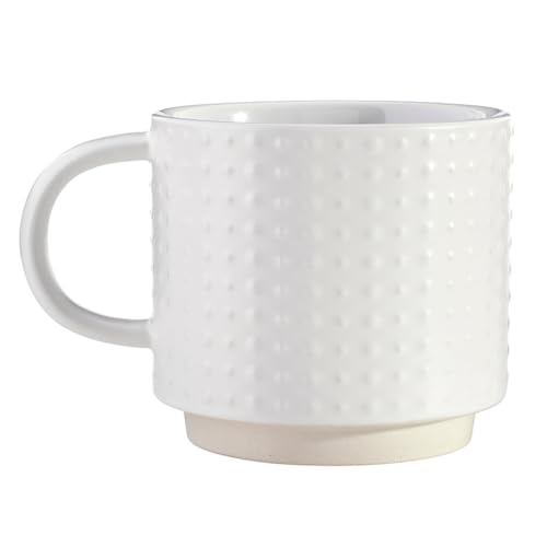 Taza apilable de cerámica blanca texturizada 16 oz miniatura 3