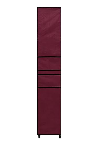 Image of Multi Utility 9 Layer Shelf Collapsible Metal Pipes with Non-Woven 100GSM Fabric Cover for Shoe /Cloth /Toy /Books Rack (Maroon, Metal)