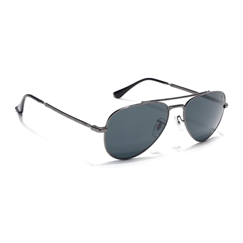 Image of Voyage Aviator Polarized Sunglasses for Men & Women (Black Lens | Grey Frame - MG7619)