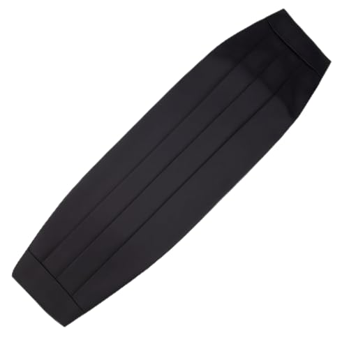 zizitips Herren Kummerbund aus Satin, klassisch Schwarz, verstellbar bis 121,9 cm Taille, Einheitsgröße, 4 Falten, edel & elegant, ideal für Smoking, Hochzeit, Gala, Abschlussball & formelle Anlässe