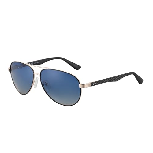 Image of ZENOTTIC Polarized Aviator Sunglasses for Men Carbon Fiber Temple Pilot Sun Glasses with Mirrored Lens UV Protection