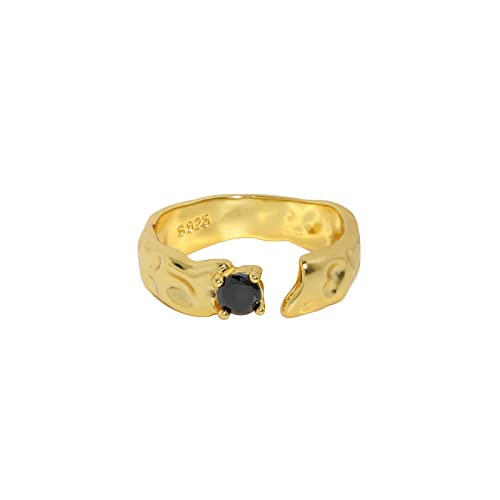 Bague majeur hip-hop ouverte en argent sterling avec zircons pour femme tendance