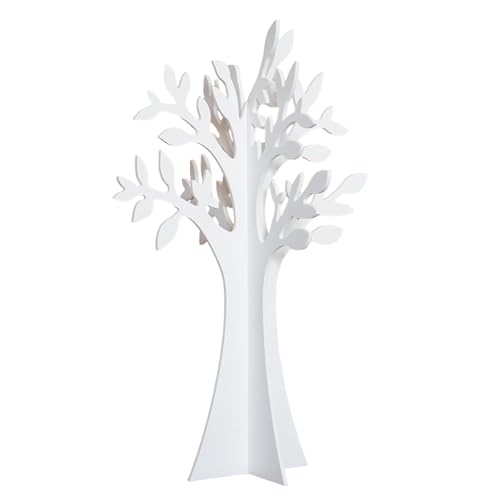 Albero della Vita in Legno BIANCO h. 35 cm Decorazione a Forma di Albero dei Desideri, in Legno, Espositore Bijoux, per Tableau Matrimonio,Comunione, segnaposto Natale e lavoretti bomboniere Fai da Te