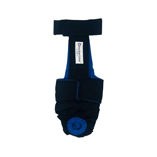 Barkertime Black Escape-Proof Washable Dog Diaper Overall, XXL, Without Tail Hole - Made in USA