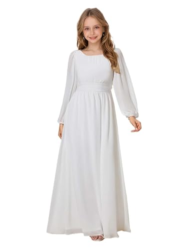 Junior Bridesmaid Dress Long Sleeves Chiffon Flower Girl Dresses for Wedding Girls Pageant Party Formal Dress4