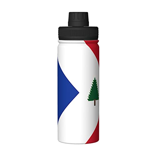 Pooedso Flag Of The New England Acadians Water Bottle 18Oz Stainless Steel Insulated Water Bottles With Spout Lid Sports Water Bottle For Travel Camping Hiking Biking Water Jug #TOP24