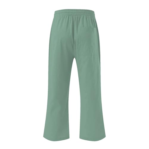 Capri Pants for Women Linen Casual Summer 2025 Straight Leg Pant Loose Drawstring Elastic Waist Cropped Trousers3