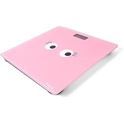 Basculas De Baño Originales Fisura - Báscula de baño digital. Bascula de baño de vidrio. Báscula baño electrónica hasta 180 kg y 50 gr de precisión, tecnología Step-On. 30 x 30 cm (Ojos, rosa)