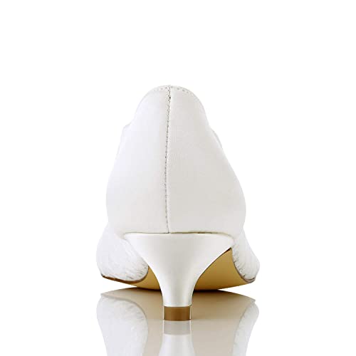 JIAJIA 01131 Women's Bridal Shoes Peep Toe Low Heel Lace Satin Pumps Wedding Shoes4