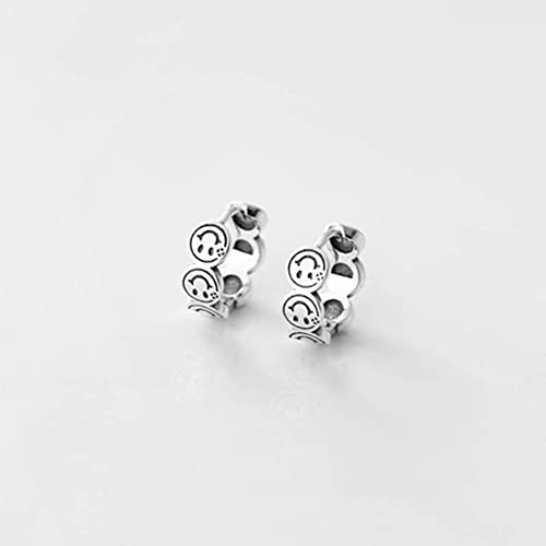 Boucles d'oreilles S925 en argent au motif emoji smiley