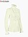 PrettyGuide Women's Vintage Victorian Blouse Tops Retro Stand-Up Collar Lotus Ruffle Gothic Shirt Ivory S