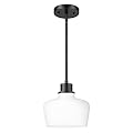 Emak Modern 8 Inch Black Pendant Light, Farmhouse Pendant Lighting with Milk Glass Shade, 1 Light Hanging Light Fixture for Kitchen Island, Dining Room, Bathroom, Bedroom, PL122-BK-ML