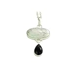Howlite e onice nera, collana fatta a mano in argento .925 per donne, 52x28 mm, Gemma, Howlite e onice nera