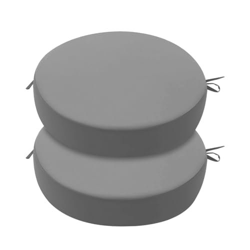 Sitzkissen Stuhl 40x40 cm im 2er Set – Sitzkissen Outdoor mit Memory Foam-Sitzkissen für Indoor & Outdoor Nutzung–Stuhlkissen Rund, Sitzpolster Gartenstuhl Balkon Terrasse – Garten Sitzpolster (Grau)