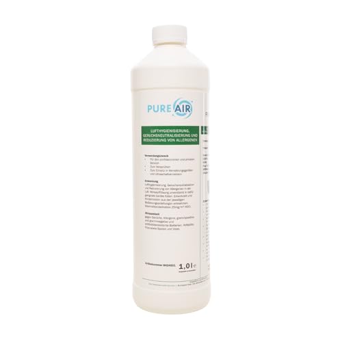 1Liter PureAir 150ppm Desinfektionsmittel – Luftreinigungsmittel mit hypochloriger Säure, stark gegen Bakterien & Viren, geruchsneutral, rückstandsfrei, ideal für Vernebler, Luftreiniger & Oberflächen 1Liter PureAir 150ppm Desinfektionsmittel – Luftreinigungsmittel mit hypochloriger Säure, stark gegen Bakterien & Viren, geruchsneutral, rückstandsfrei, ideal für Vernebler, Luftreiniger & Oberflächen