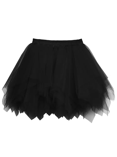 Wikoan Damen Tüllrock 50er Rockabilly Petticoat Retro Tüll Tutu Ballet Party Cosplay Prom Abendkleider Klassisch A-Linie Faltenrock Damen Tüllrock...