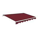 Toldo Retráctil Exterior 250x200cm Granate Poliéster – Lona Protección Solar UV - Estructura de Aluminio – Inclinación Regulable – Manivela Incluida – Manual Enrollable Terraza Jardín