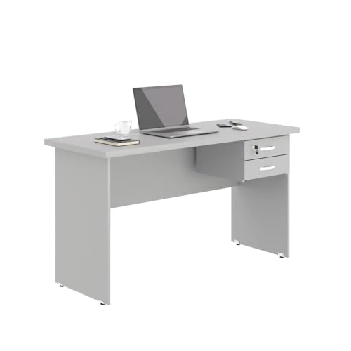Mesa De Escritorio Com Armário 2 Portas Pampulha Cinza