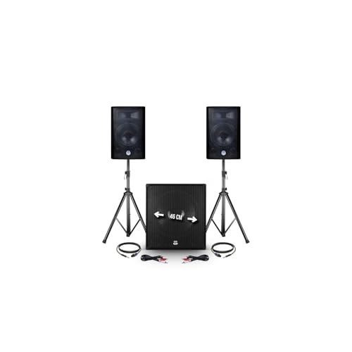 Pack Sono 2400W - 2 Enceintes 30cm/12 + Caisson 46cm/18 + Pieds + Câbles BM Sonic 1812