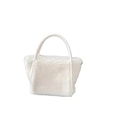 ZUGLQYSX Lindo Bolso De Hombro Lana, Mano, Cruzado, Cubo Felpa, Gran Capacidad para el invierno(WHITE)