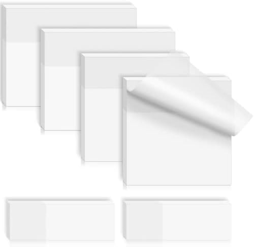 600PCS Transparent Post it Notes, Multiple Sizes Sticky Notes Self-Stick Note, Coloured Translucent Sticky Notes Memo Message Reminder Notes Pads Perfect for School, Office and Home