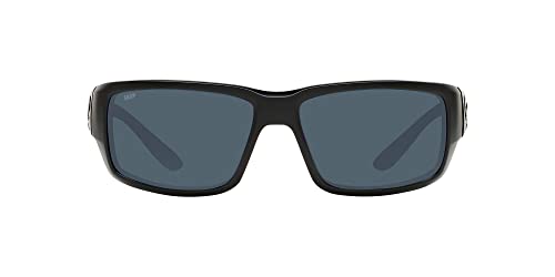 Costa Del Mar Mens Fantail Rectangular Sunglasses, Blackout/Grey Polarized-580P, 59 mm