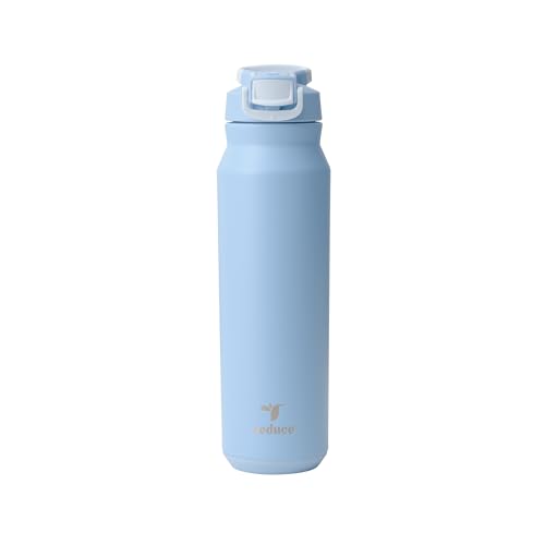 Image of REDUCE 32 oz Hydrate Pro Stainless Steel Insulated Water Bottle - Flip Top Leak-Proof Lid, Dishwasher Safe, BPA-Free, Dual Wall Vacuum, Keeps Drinks Cold for 48 Hrs, Cup Holder Friendly - Glacier