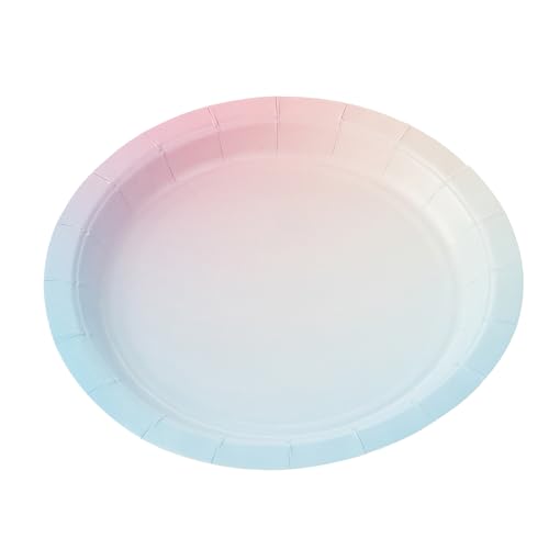 Prato de Papel Degradê azul e rosa 18 cm- 10 unidades SilverFestas