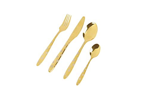 Sabichi Gold Cutlery Set - 16 Piece 18/0 Stainless Steel Knives and Forks Set - Easy to Clean Gold Cutlery Sets - Tableware Sets with Knives, Forks, Tablespoons, Teaspoons