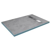 MARWELL Duschelement 80 x120 x 4 cm direkt befliesbar mit integrierter Ablaufrinne und waagerechtem Ablauf - bodeneben und barrierefrei einbaubar - integriertes Gefälle Silber – Ansicht 2